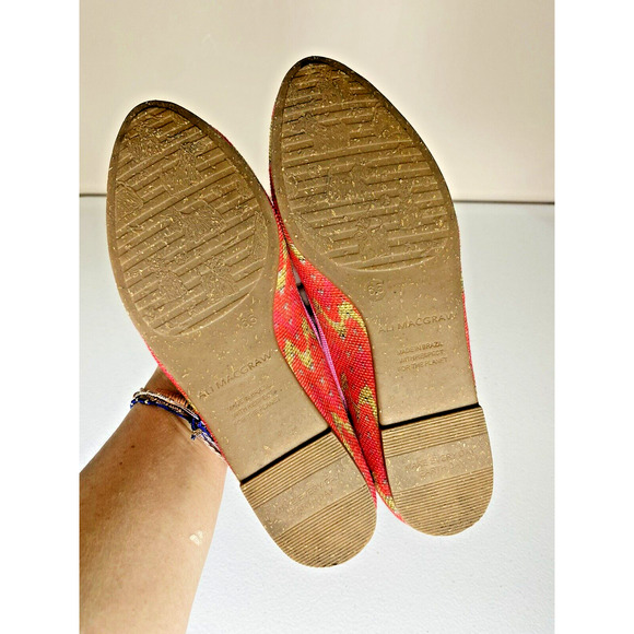 ALI MCGRAW Pink Green Recycled Plastic Ballet Flats Slip On Shoes Bow‎ Size 6.5 - Picture 8 of 8